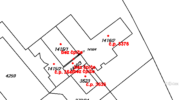 Břeclav 3376 na parcele st. 1416/2 v KÚ Břeclav, Katastrální mapa