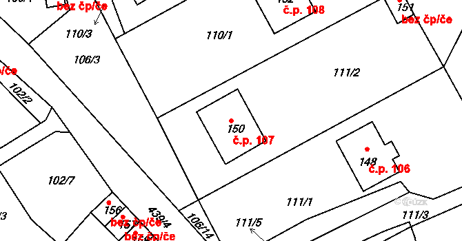 Lomnička 107, Plesná na parcele st. 150 v KÚ Lomnička u Plesné, Katastrální mapa