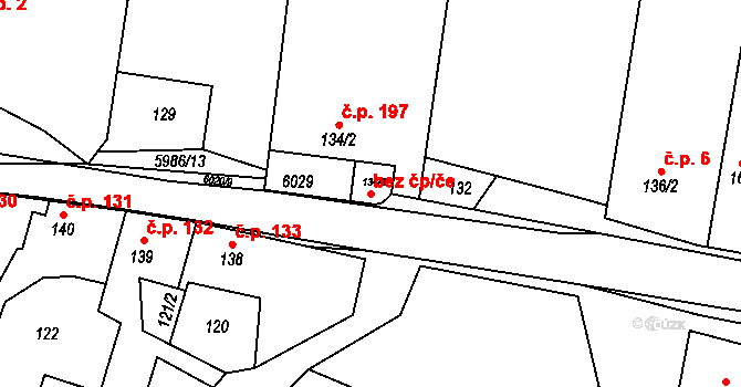 Kamenice 38682320 na parcele st. 134/3 v KÚ Kamenice u Jihlavy, Katastrální mapa