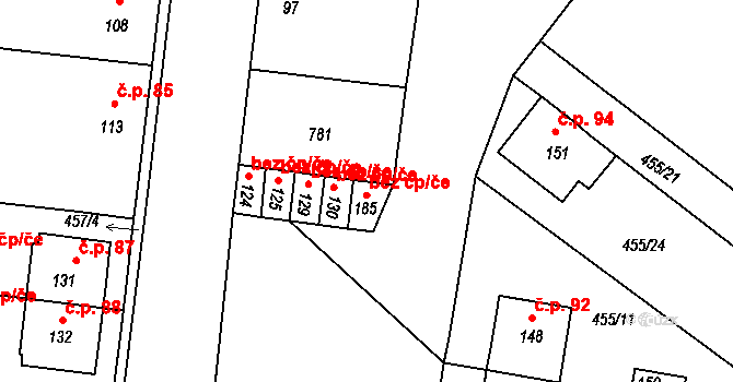 Jaroměřice nad Rokytnou 40075320 na parcele st. 185 v KÚ Příložany, Katastrální mapa