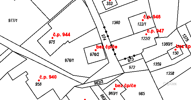 Jablunkov 40185320 na parcele st. 976/2 v KÚ Jablunkov, Katastrální mapa