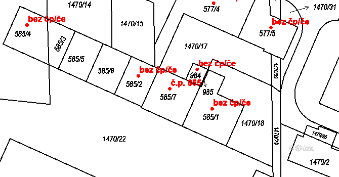 Sezemice 42083320 na parcele st. 585/7 v KÚ Sezemice nad Loučnou, Katastrální mapa