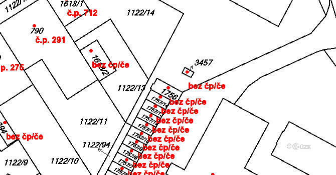 Jičín 42222320 na parcele st. 1756 v KÚ Jičín, Katastrální mapa