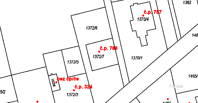 Kylešovice 786, Opava na parcele st. 1372/7 v KÚ Kylešovice, Katastrální mapa