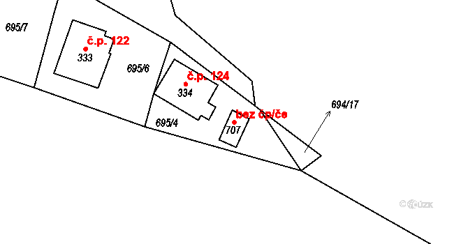 Turnov 44780320 na parcele st. 707 v KÚ Mašov u Turnova, Katastrální mapa