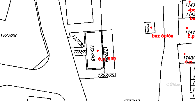 Teplické Předměstí 919, Bílina na parcele st. 1727/45 v KÚ Bílina, Katastrální mapa