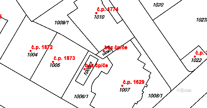 Teplice 45138320 na parcele st. 1009/2 v KÚ Teplice, Katastrální mapa