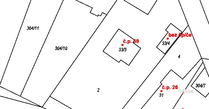 Jedousov 46701320 na parcele st. 33/2 v KÚ Jedousov, Katastrální mapa