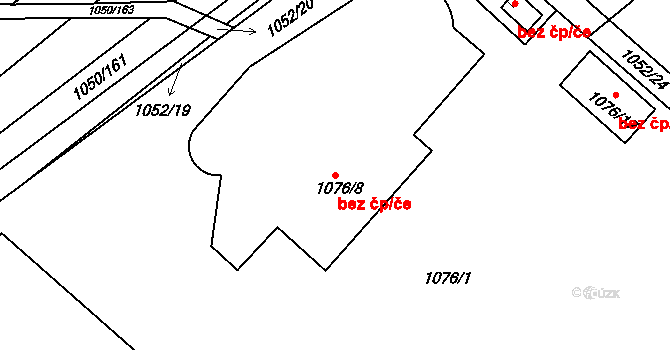 Babice 47117320 na parcele st. 1076/8 v KÚ Babice u Uherského Hradiště, Katastrální mapa