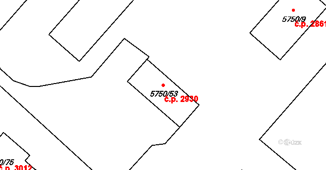 Česká Lípa 2930 na parcele st. 5750/53 v KÚ Česká Lípa, Katastrální mapa
