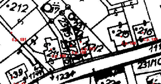 Hrochův Týnec 207 na parcele st. 217/2 v KÚ Hrochův Týnec, Katastrální mapa