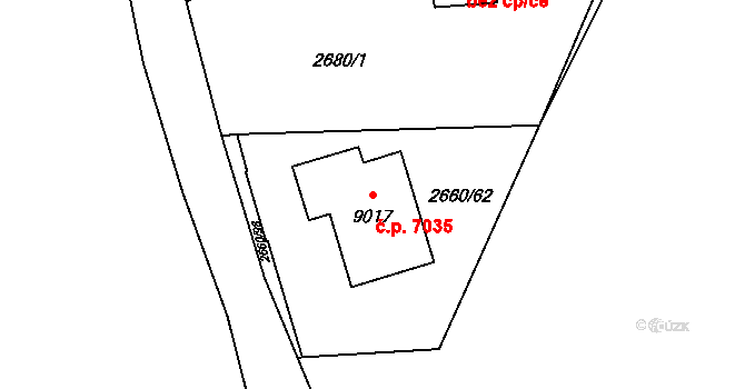 Zlín 7035 na parcele st. 9017 v KÚ Zlín, Katastrální mapa
