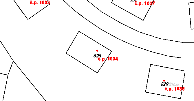 Stonava 1034 na parcele st. 828 v KÚ Stonava, Katastrální mapa
