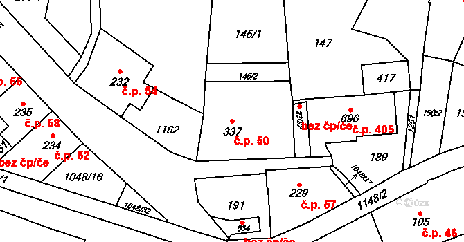 Police nad Metují 50 na parcele st. 337 v KÚ Police nad Metují, Katastrální mapa