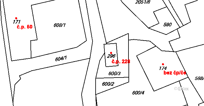 Zdoňov 228, Teplice nad Metují na parcele st. 296 v KÚ Zdoňov, Katastrální mapa