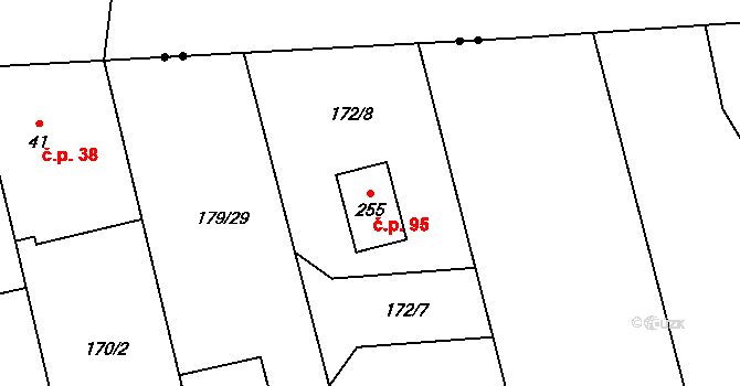 Počaply 95, Sezemice na parcele st. 255 v KÚ Počaply nad Loučnou, Katastrální mapa