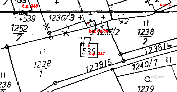 Jeřmanice 347 na parcele st. 535 v KÚ Jeřmanice, Katastrální mapa