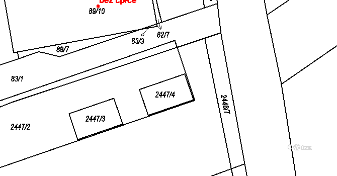 Pohořelice 93467320 na parcele st. 2447/4 v KÚ Pohořelice nad Jihlavou, Katastrální mapa