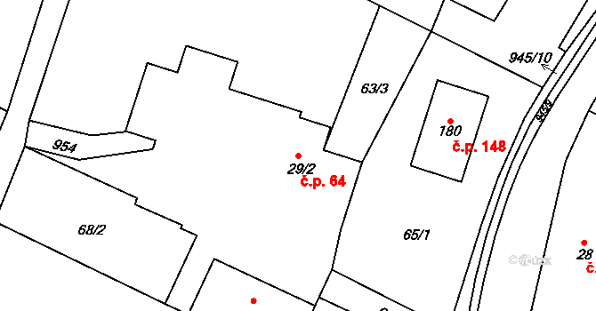 Olešnice 64 na parcele st. 29/2 v KÚ Olešnice u Rychnova nad Kněžnou, Katastrální mapa
