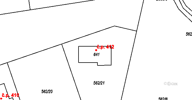Libá 412 na parcele st. 641 v KÚ Libá, Katastrální mapa