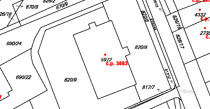 Kroměříž 3883 na parcele st. 5972 v KÚ Kroměříž, Katastrální mapa