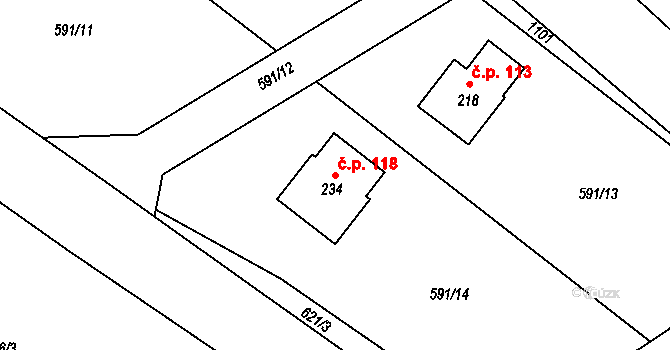 Úbislavice 118 na parcele st. 234 v KÚ Úbislavice, Katastrální mapa