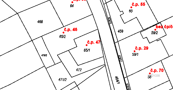 Štarnov 47, Přemyslovice na parcele st. 65/1 v KÚ Štarnov u Přemyslovic, Katastrální mapa