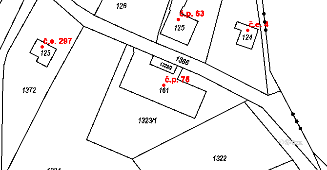 Křemenec 75, Konice na parcele st. 161 v KÚ Křemenec, Katastrální mapa