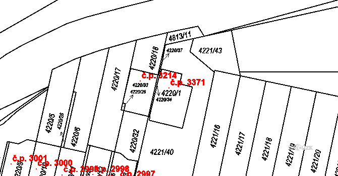 Smíchov 3371, Praha na parcele st. 4220/1 v KÚ Smíchov, Katastrální mapa