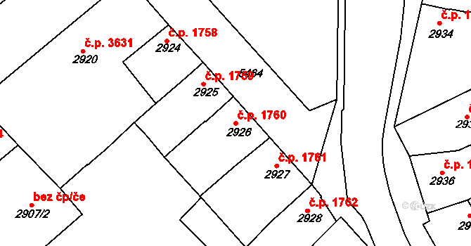Znojmo 1760 na parcele st. 2926 v KÚ Znojmo-město, Katastrální mapa
