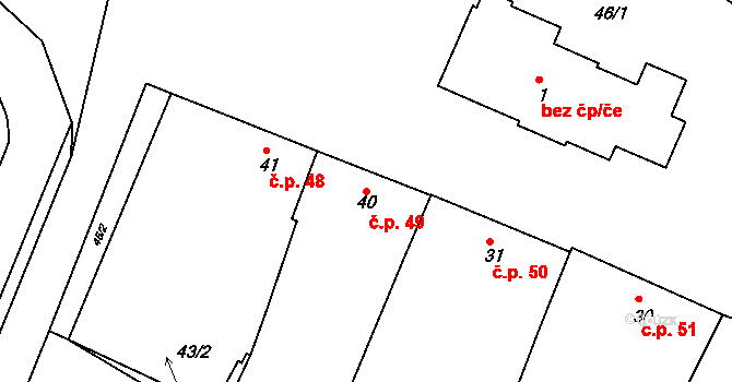 Radslavice 49 na parcele st. 40 v KÚ Radslavice u Přerova, Katastrální mapa