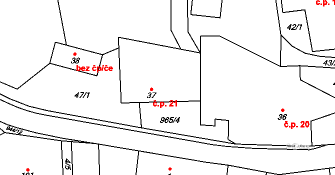 Lipník nad Bečvou V-Podhoří 21, Lipník nad Bečvou na parcele st. 37 v KÚ Podhoří na Moravě, Katastrální mapa