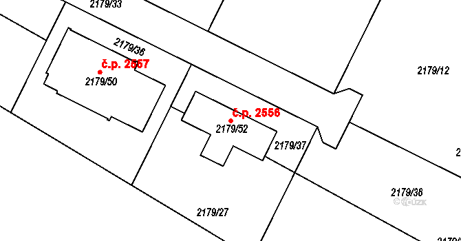 Pelhřimov 2556 na parcele st. 2179/52 v KÚ Pelhřimov, Katastrální mapa