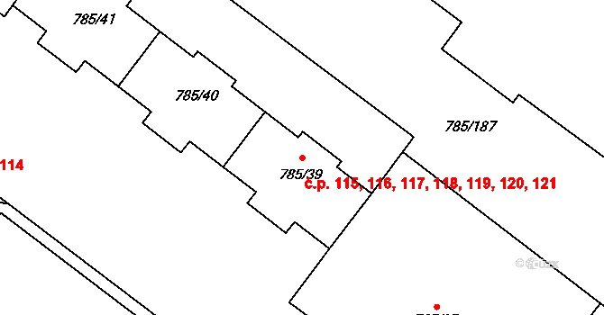 Šipší 115,116,117,118,119,, Kutná Hora na parcele st. 785/39 v KÚ Sedlec u Kutné Hory, Katastrální mapa