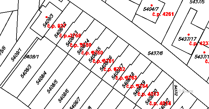 Jihlava 3762 na parcele st. 5408/16 v KÚ Jihlava, Katastrální mapa