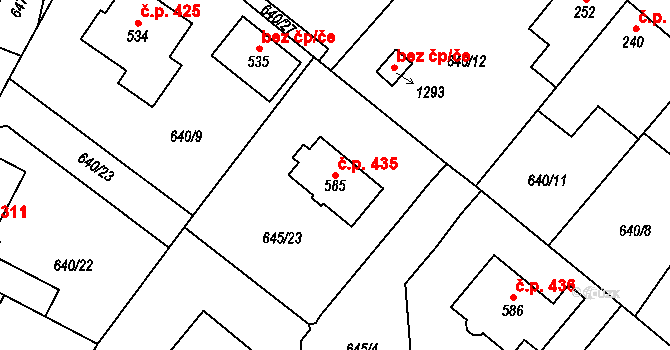 Líbeznice 435 na parcele st. 585 v KÚ Líbeznice, Katastrální mapa
