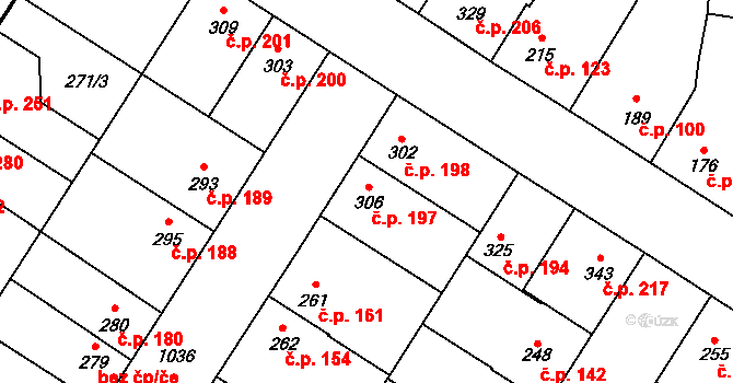 Humny 197, Pchery na parcele st. 306 v KÚ Pchery, Katastrální mapa