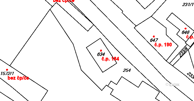 Polná 184 na parcele st. 634 v KÚ Polná, Katastrální mapa