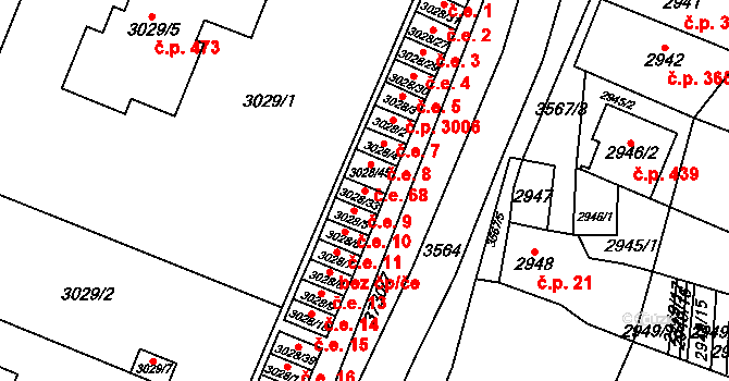 Nosálovice 9, Vyškov na parcele st. 3028/33 v KÚ Vyškov, Katastrální mapa