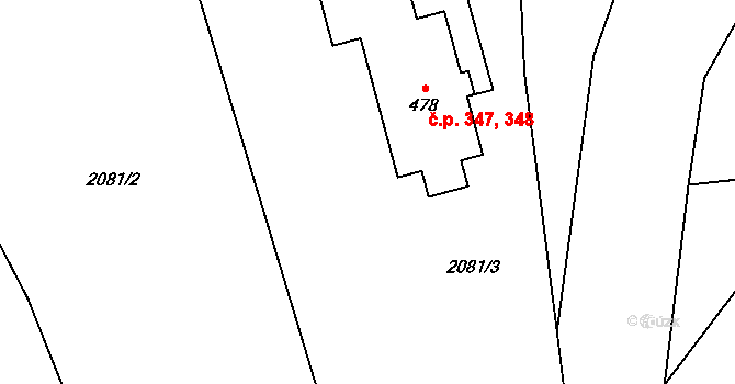 Třemešná 347,348 na parcele st. 478 v KÚ Třemešná, Katastrální mapa