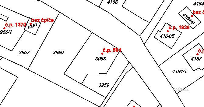 Rychvald 584 na parcele st. 3958 v KÚ Rychvald, Katastrální mapa