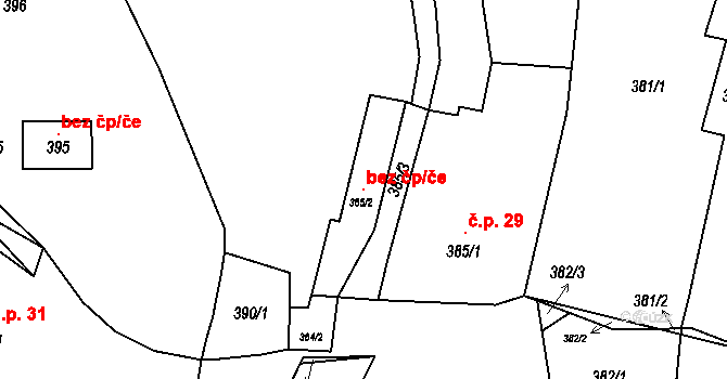 Zaječov 147161321 na parcele st. 385/2 v KÚ Kvaň, Katastrální mapa