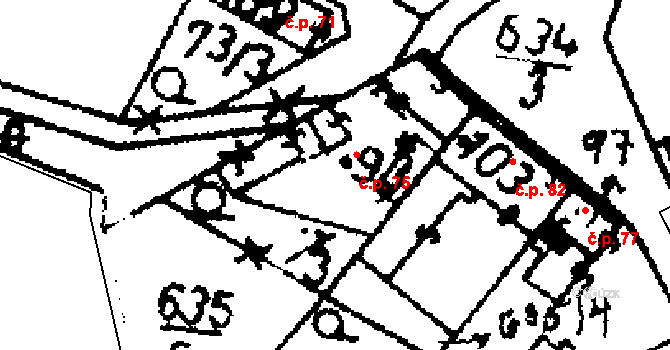 Třebíz 75 na parcele st. 93 v KÚ Třebíz, Katastrální mapa