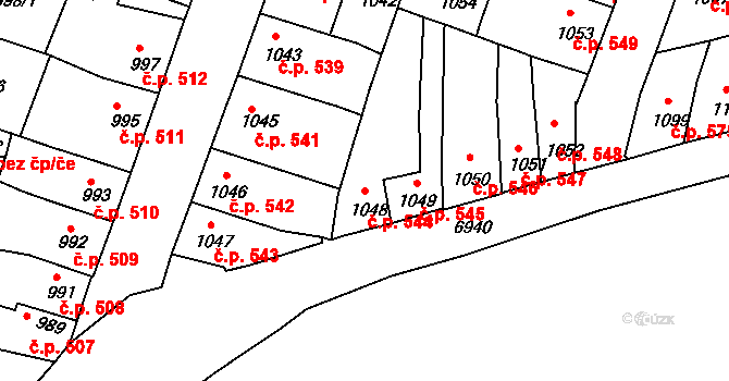 Boskovice 544 na parcele st. 1048 v KÚ Boskovice, Katastrální mapa