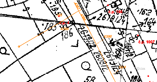 Lanžhot 5 na parcele st. 186 v KÚ Lanžhot, Katastrální mapa