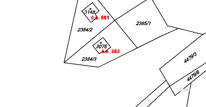 Ostravice 562 na parcele st. 3075 v KÚ Ostravice 1, Katastrální mapa