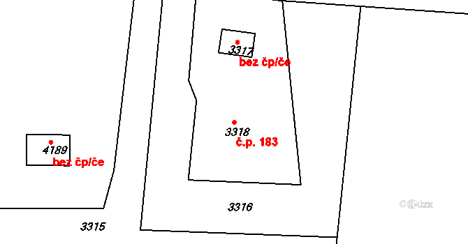 Třanovice 183 na parcele st. 3318 v KÚ Třanovice, Katastrální mapa