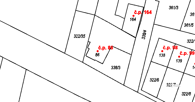 Nepasice 85, Třebechovice pod Orebem na parcele st. 86 v KÚ Nepasice, Katastrální mapa