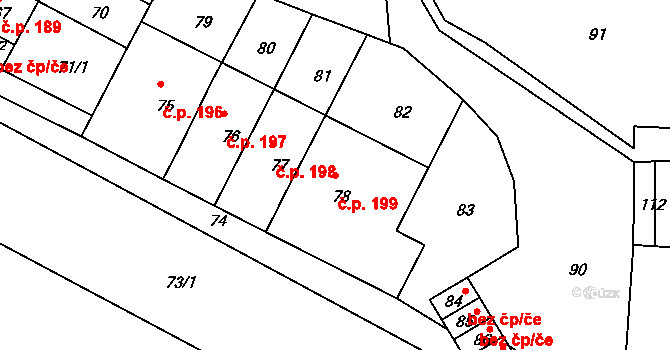Mimoň III 199, Mimoň na parcele st. 78 v KÚ Mimoň, Katastrální mapa