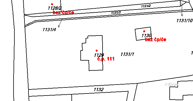 Podmoklice 111, Semily na parcele st. 1129 v KÚ Semily, Katastrální mapa